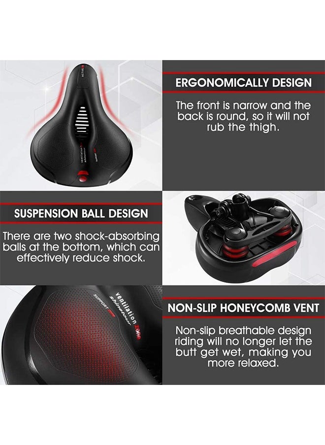 GROIC Comfortable Bike Seat Cushion -Bicycle Seat for Men Women with Dual Shock Absorbing Ball Memory Foam Waterproof Wide Bicycle Saddle Fit for Stationary/Exercise/Indoor/Mountain/Road Bikes  - Image 4