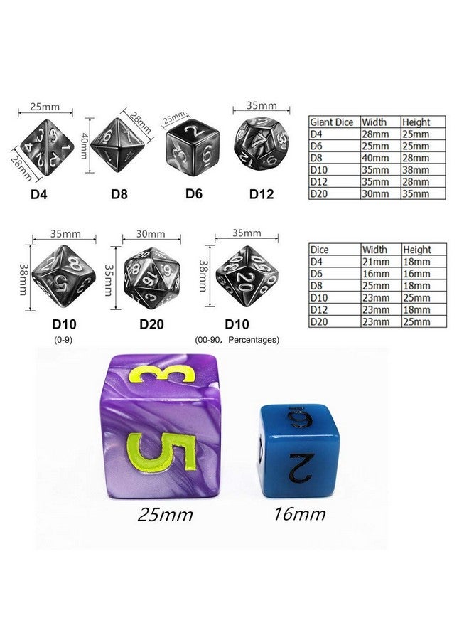 HD Dice- DND Polyhedral Dice Set 25mm Giant Dice for Dungeons and Dragons D&D Pathfinder RPG MTG Role Playing Dice with Dice Bag (Purple) - Image 3