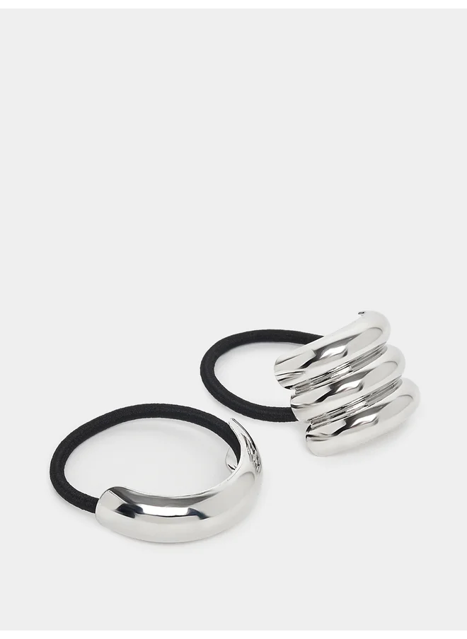 ستايلي Styli Set of 2 - Metal Accent Elasticated Hair Tie