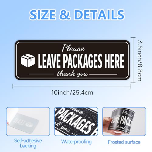 LUHIMO Please Leave Packages and Deliveries Here Sign Sticker，Self-Adhesive Waterproof Vinyl Delivery Signs for Packages, Put Packages Here Sign for Home，Office，Shop，Box, Door（10.7" x 3.7"） - Image 2