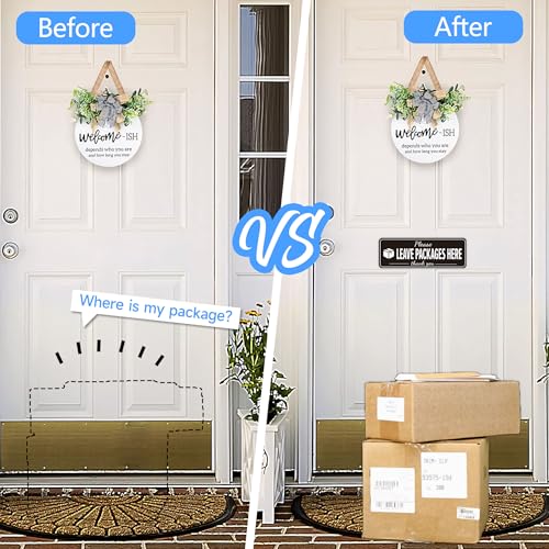 LUHIMO Please Leave Packages and Deliveries Here Sign Sticker，Self-Adhesive Waterproof Vinyl Delivery Signs for Packages, Put Packages Here Sign for Home，Office，Shop，Box, Door（10.7" x 3.7"） - Image 4