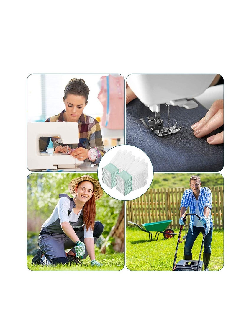 قفازات خياطة للتثبيت 12 زوجًا من القفازات المنزلية للخياطة، قفازات لمسة حرة للموزع، قفازات نايلون بيضاء للخياطين، للمكينة الخياطة، حجم متوسط باللون الأخضر - Image 4