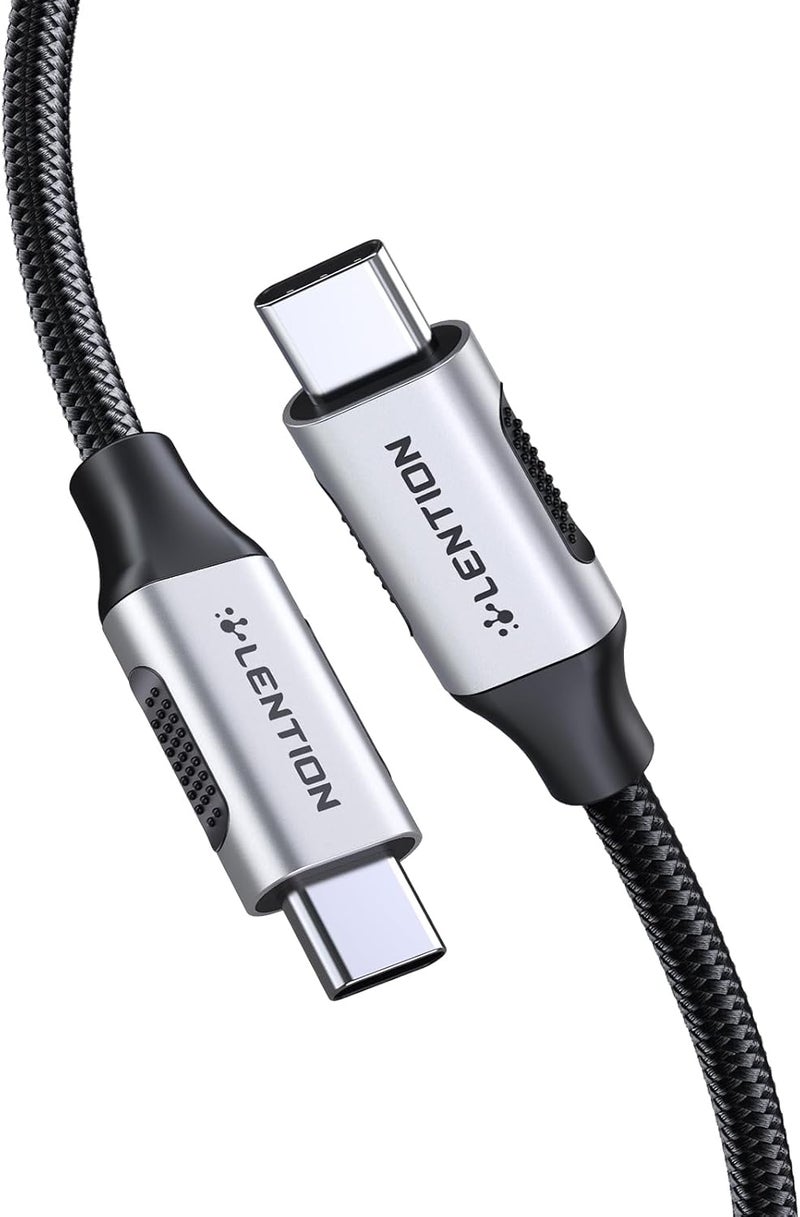 Lention Type C Cable, USB C 3.1 Gen 2, 100W Charging, 10Gbps Data, 4K@60Hz Video Braided Cord Compatible with 2025-2016 MacBook Pro, New iPad Pro/Air/iPhone 17, Surface, Samsung S25/S24 (Silver) - Image 1