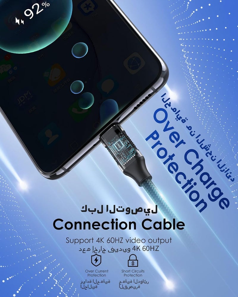 Lention Type C Cable, USB C 3.1 Gen 2, 100W Charging, 10Gbps Data, 4K@60Hz Video Braided Cord Compatible with 2025-2016 MacBook Pro, New iPad Pro/Air/iPhone 17, Surface, Samsung S25/S24 (Silver) - Image 3