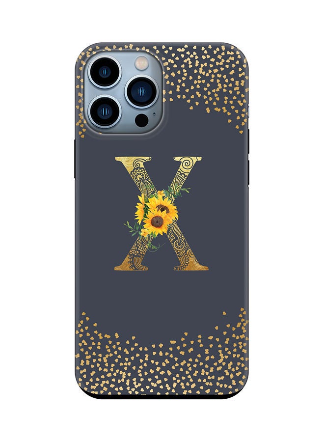 Stylizedd Monogram Tough Series for Apple iPhone 13 Pro Max Custom Initials Floral Mandala Pattern Tough Pro Dual Layer hybrid PC inner TPU protection Alphabet- X (Grey) - Image 1