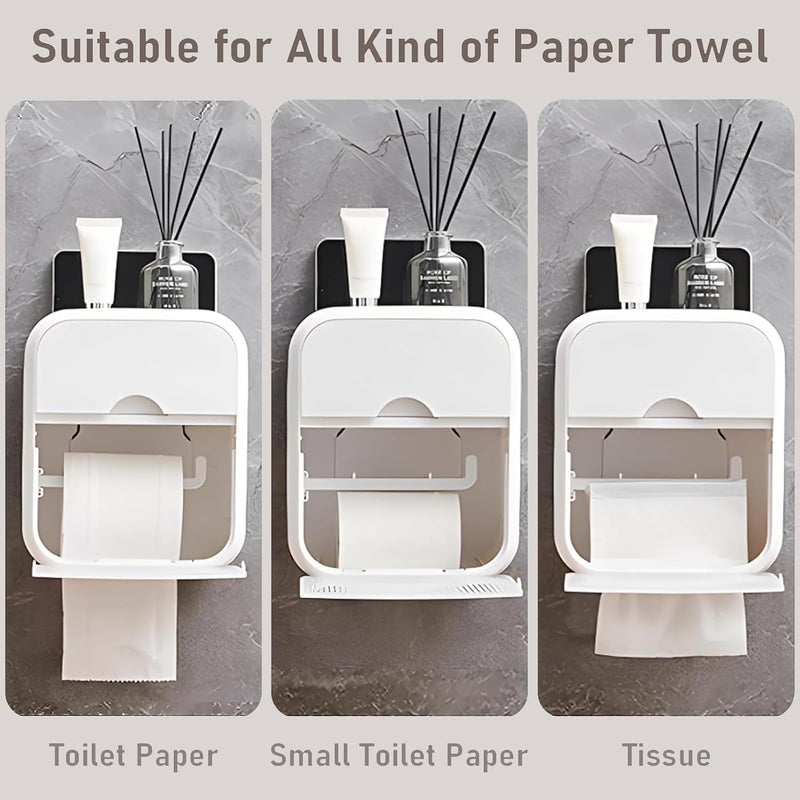 LinJie Wall Mounted Toilet Paper Holder with Drawer - Waterproof Tissue Box for Bathroom, Kitchen, and Living Room - Image 3