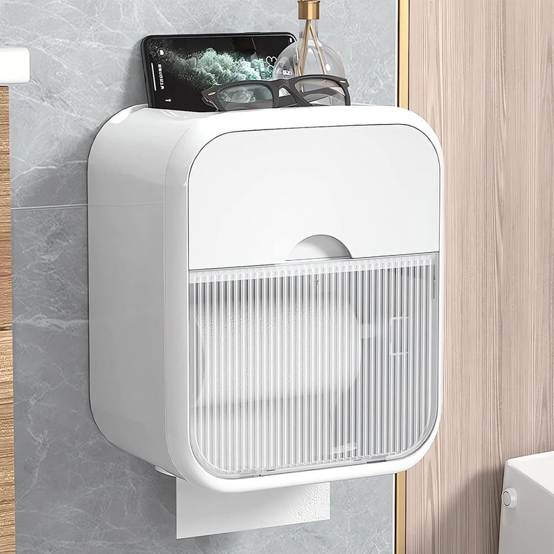 LinJie Wall Mounted Toilet Paper Holder with Drawer - Waterproof Tissue Box for Bathroom, Kitchen, and Living Room - Image 1