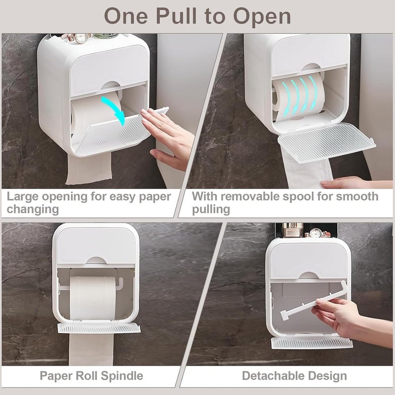LinJie Wall Mounted Toilet Paper Holder with Drawer - Waterproof Tissue Box for Bathroom, Kitchen, and Living Room - Image 5