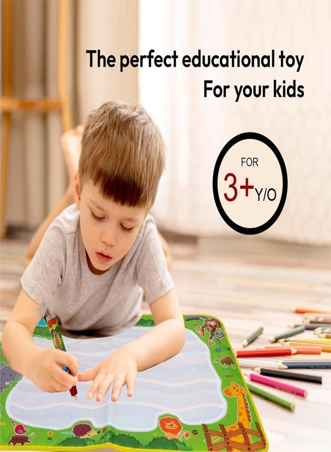 F4FIVE Kids Magic Water Drawing Mat 70x50 cm with 2 Water Pens | Reusable Aqua Doodle Mat | Mess Free Water Coloring & Writing Board | Educational Toy Gift for Boys & Girls Age 3-7 | Combo of 3 Pcs - Image 5