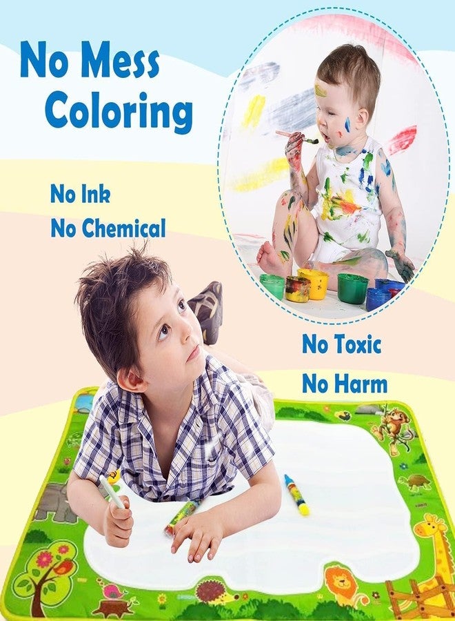 F4FIVE Kids Magic Water Drawing Mat 70x50 cm with 2 Water Pens | Reusable Aqua Doodle Mat | Mess Free Water Coloring & Writing Board | Educational Toy Gift for Boys & Girls Age 3-7 | Combo of 3 Pcs - Image 3