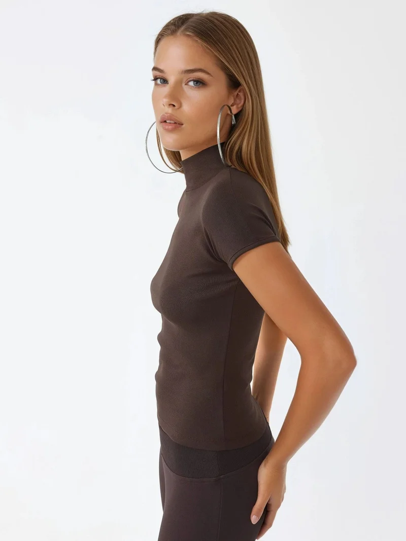 Busem BUSEM Fitted Half Turtleneck Cotton Blouse