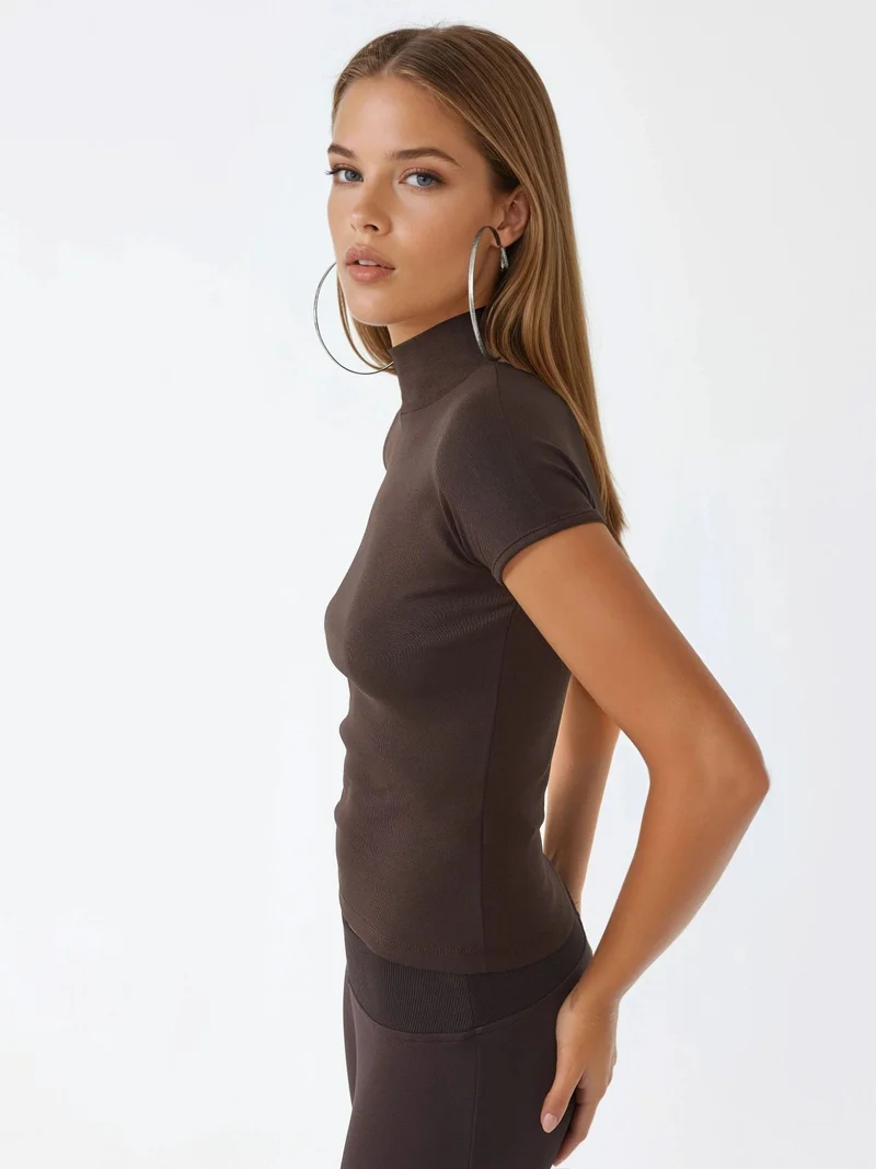 Busem BUSEM Fitted Half Turtleneck Cotton Blouse