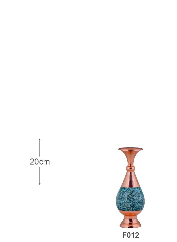 Aghajani Handcrafted Antique Copper and Turquoise Sorahi Vase, 20cm Vintage-Inspired Home Decor - Image 2