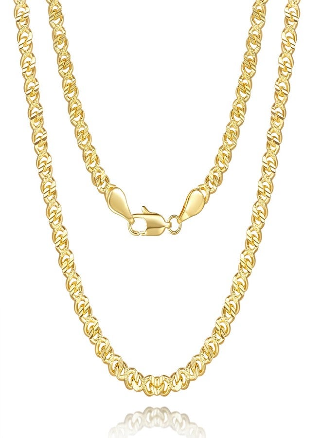 GYUYCW 14K Gold Necklaces for Women Gold Chain for Women Men Diamond-Cut Cuban Link Chain Necklaces 16in - Image 1