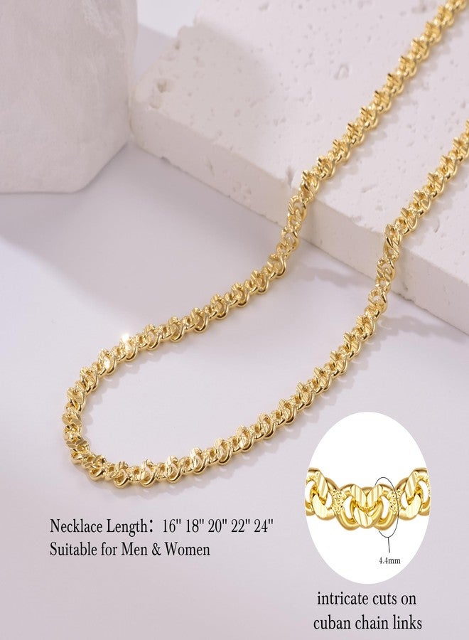 GYUYCW 14K Gold Necklaces for Women Gold Chain for Women Men Diamond-Cut Cuban Link Chain Necklaces 16in - Image 2