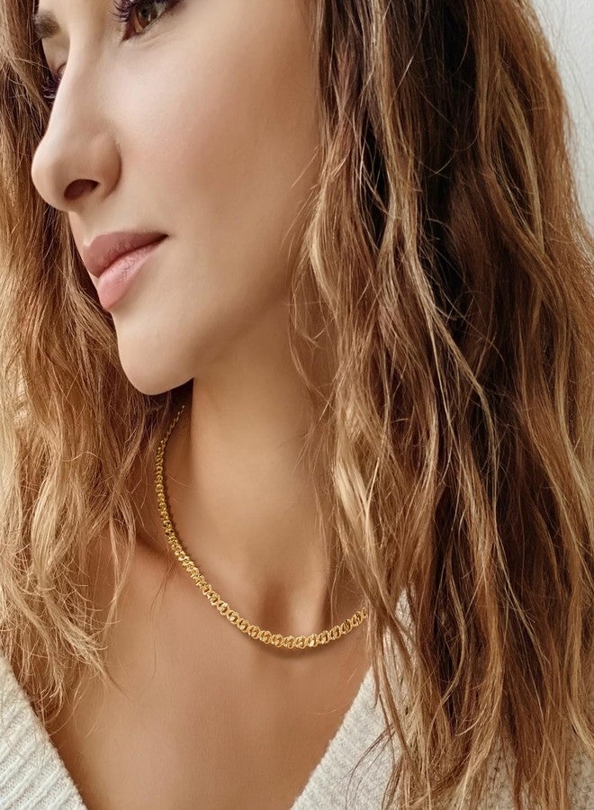 GYUYCW 14K Gold Necklaces for Women Gold Chain for Women Men Diamond-Cut Cuban Link Chain Necklaces 16in - Image 3