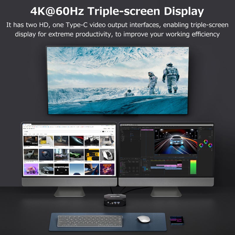 Mini PC: Black, AMD Ryzen 7 3750H Processor, Up To 4.0GHz Turbo, Radeon Vega 10 Graphics - Triple-screen Display Capability, Dual-band WiFi, High-efficiency Smart Fan for Home Office, Entertainment, G Black - Image 3