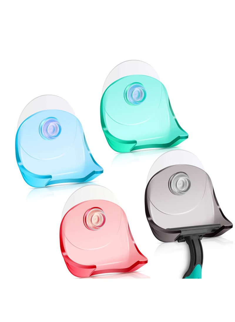 Mudder Mudder 4 Pieces Suction Cup Razor Holder Shower Suction Razor Hooks Suction Razor Hanger Bathroom Shaver Holder Self-Adhesive Shaver Wall Mount Organizer for Shower Wall Glass Tile  - Image 1