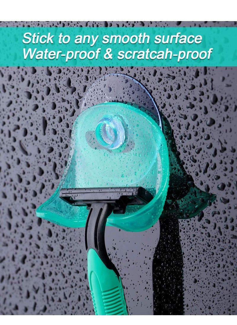 Mudder Mudder 4 Pieces Suction Cup Razor Holder Shower Suction Razor Hooks Suction Razor Hanger Bathroom Shaver Holder Self-Adhesive Shaver Wall Mount Organizer for Shower Wall Glass Tile  - Image 3