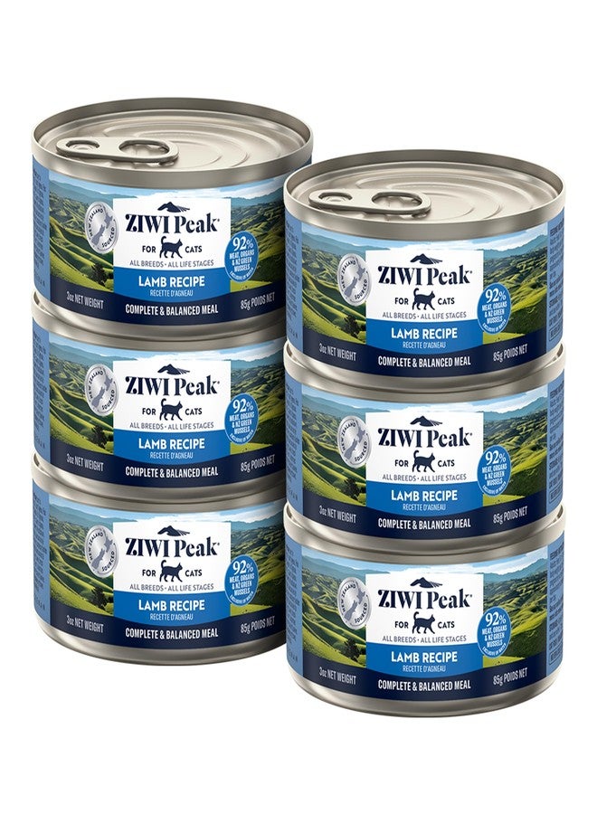 زيوي طعام القطط الرطب ZIWI Peak - طبيعي بالكامل، غني بالبروتين، خالٍ من الحبوب، مكونات محدودة، مع أغذية فائقة (لحم ضأن، عبوة من 6 علب، 3 أونصة) - Image 1