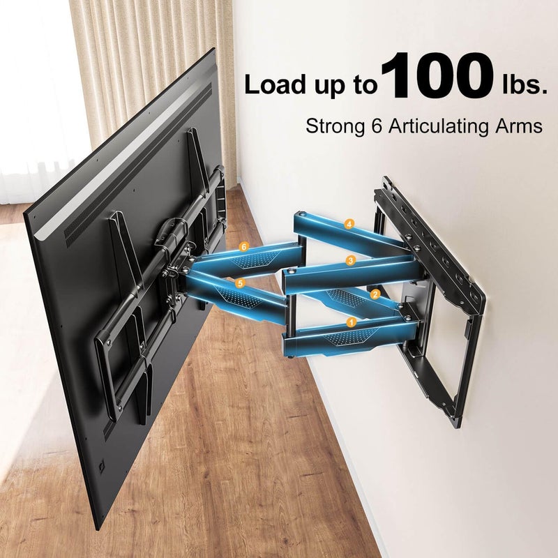 Mounting Dream TV Wall Mount for 42-84 Inch TVs, Full Motion Articulating Bracket with Swivel and Tilt, Max VESA 600x400mm, Up to 100lbs, Fits 16" Wood Studs MD2619 - Image 2