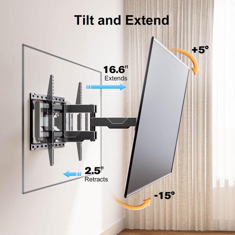 Mounting Dream TV Wall Mount for 42-84 Inch TVs, Full Motion Articulating Bracket with Swivel and Tilt, Max VESA 600x400mm, Up to 100lbs, Fits 16" Wood Studs MD2619 - Image 5
