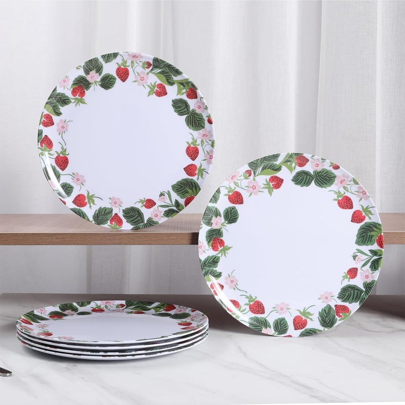 Gofunfun 6Pack Melamine Dinner Plates  10 Inch Lightweight Durable  Unbreakable Round Plates for IndoorOutdoor Use  Strawberry - Image 3