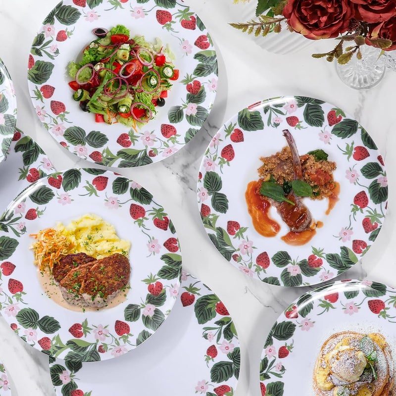 Gofunfun 6Pack Melamine Dinner Plates  10 Inch Lightweight Durable  Unbreakable Round Plates for IndoorOutdoor Use  Strawberry - Image 4