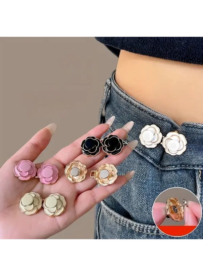Beige Camellia Waistband Adjuster Extender For Pants Dresses Cuffs Sewing Free Detachable - Image 1