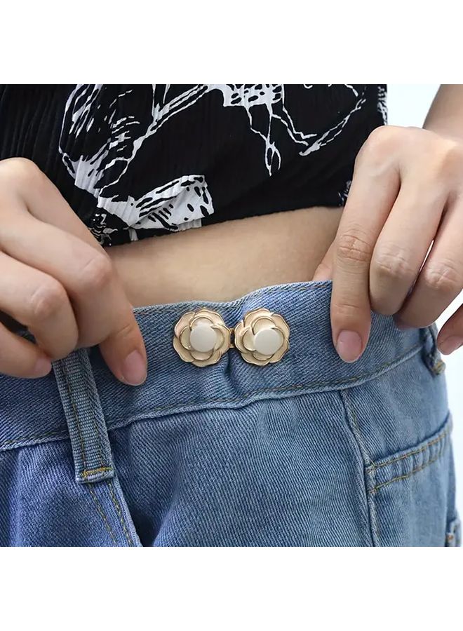 Beige Camellia Waistband Adjuster Extender For Pants Dresses Cuffs Sewing Free Detachable - Image 2