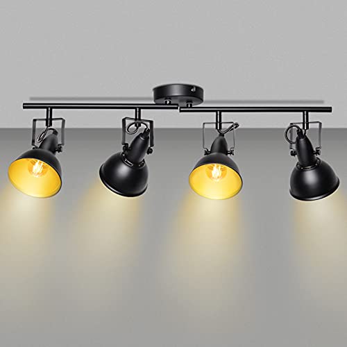 HiBay Track Lighting Fixtures Ceiling, Adjustable 4-Light Track Light Kit, Industrial Spotlight Black for Kitchen Dining Room Bedroom Hallway, E12 Base (Bulbs Not Included) - Image 1