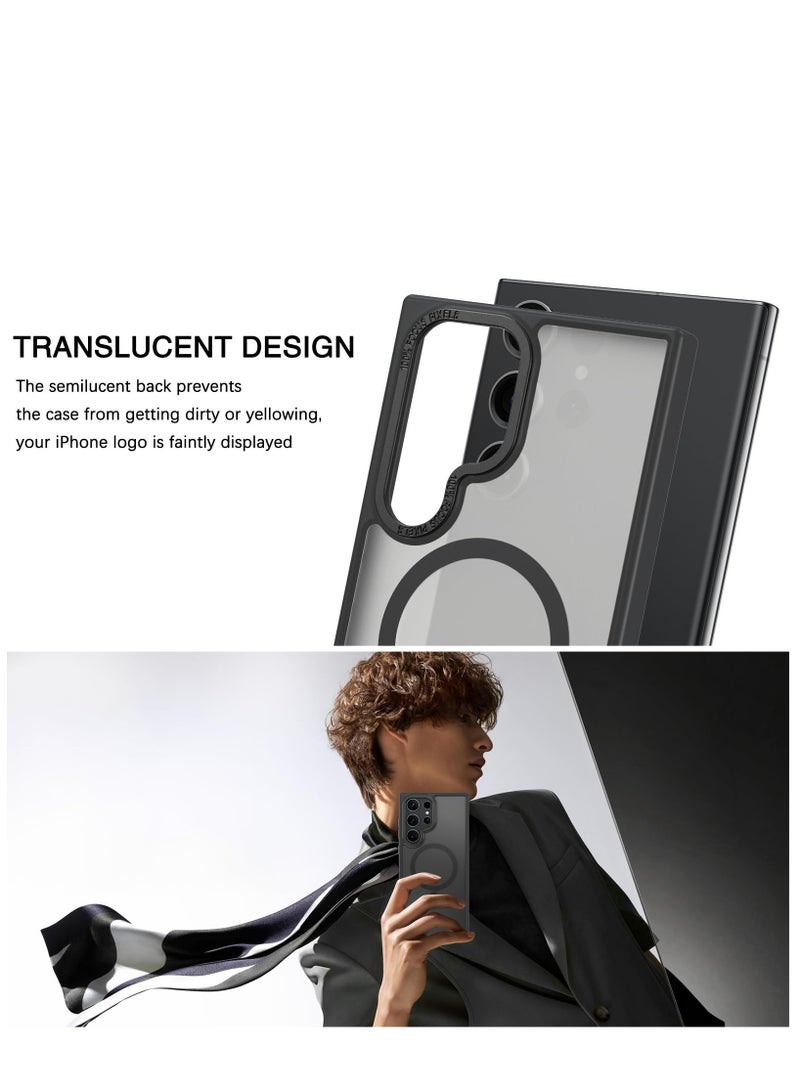 Concretization for Samsung S23 Ultra Case, Compatible with MagSafe, Magnetic Translucent Matte Back Shockproof Cover with Strong Magnet, Slim Thin Full Protection Phone Case for Galaxy S23 Ultra 5G (Black) - Image 3