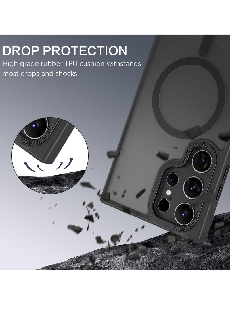 Concretization for Samsung S23 Ultra Case, Compatible with MagSafe, Magnetic Translucent Matte Back Shockproof Cover with Strong Magnet, Slim Thin Full Protection Phone Case for Galaxy S23 Ultra 5G (Black) - Image 4