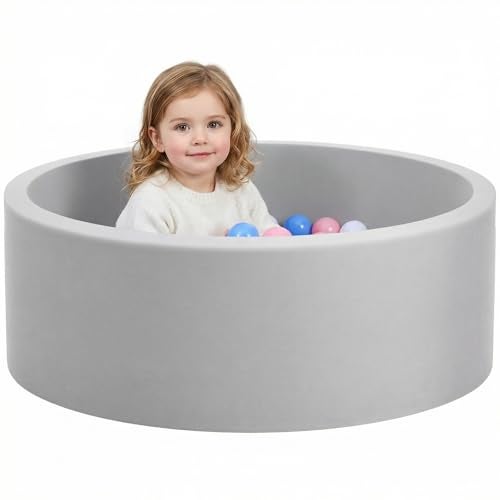 Wilwolfer Foam Ball Pit for Toddlers Large Baby Ball Pit for Babies with Soft Memory Sponge Indoor Outdoor Baby Playpen Kids Play Ball Pool Gift Toys for Infants Boys and Girls Gray NO Balls - Image 1