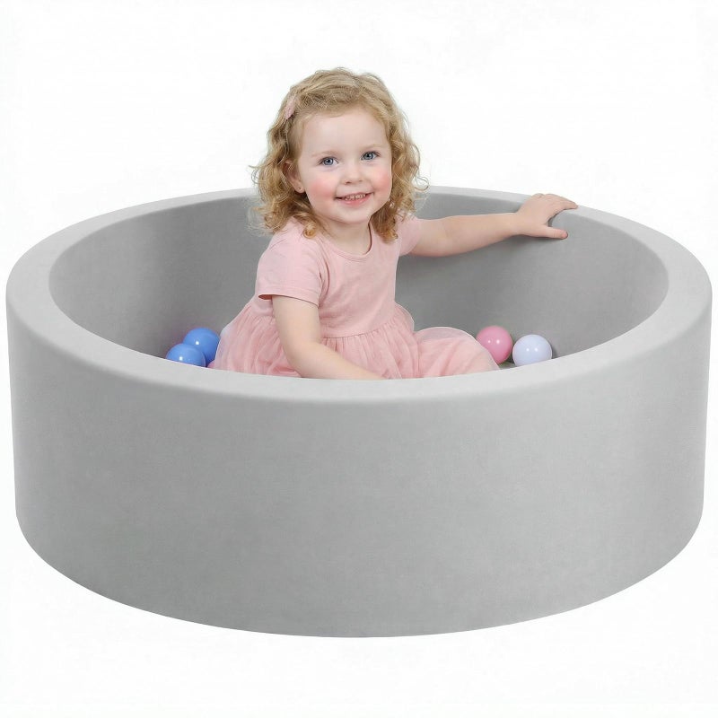 Wilwolfer Foam Ball Pit for Toddlers Large Baby Ball Pit for Babies with Soft Memory Sponge Indoor Outdoor Baby Playpen Kids Play Ball Pool Gift Toys for Infants Boys and Girls Gray NO Balls - Image 3