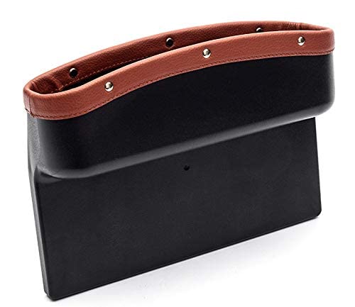 KolorFish Car Seat Pockets Console Gap Side Pocket Car Seat Catcher Organiser Seat Gap Filler Organiser Wallet Mobile Coin Key Credit Card - 1 Unit (Brown) - Image 1