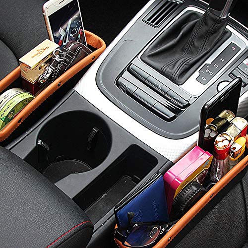KolorFish Car Seat Pockets Console Gap Side Pocket Car Seat Catcher Organiser Seat Gap Filler Organiser Wallet Mobile Coin Key Credit Card - 1 Unit (Brown) - Image 4