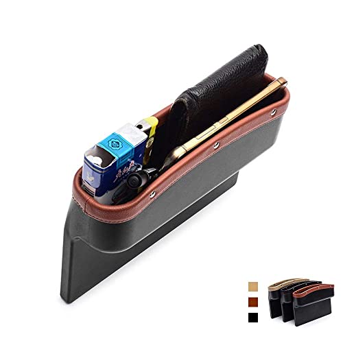 KolorFish Car Seat Pockets Console Gap Side Pocket Car Seat Catcher Organiser Seat Gap Filler Organiser Wallet Mobile Coin Key Credit Card - 1 Unit (Brown) - Image 2