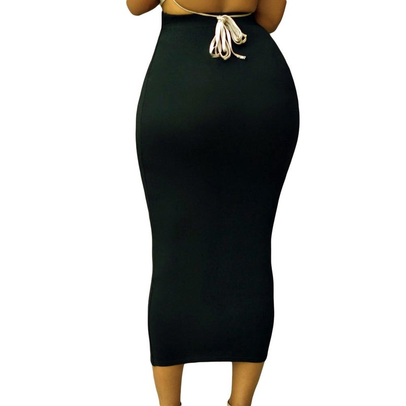 Lrady Women's Pencil Skirt Elastic Waist Stretch Bodycon Long Skirt Black XXL - Image 2