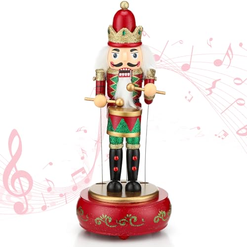 Jetec Nutcracker Music Box Wooden Nutcracker Soldier Toy Handmade Nutcracker Figures Christmas Nutcrackers Soldiers Wind up Musical Box Clockwork Christmas Music Box for Gift Home Decor Lovely Style - Image 1