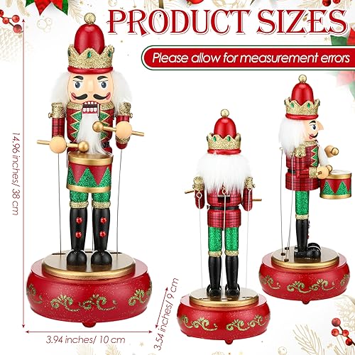 Jetec Nutcracker Music Box Wooden Nutcracker Soldier Toy Handmade Nutcracker Figures Christmas Nutcrackers Soldiers Wind up Musical Box Clockwork Christmas Music Box for Gift Home Decor Lovely Style - Image 3