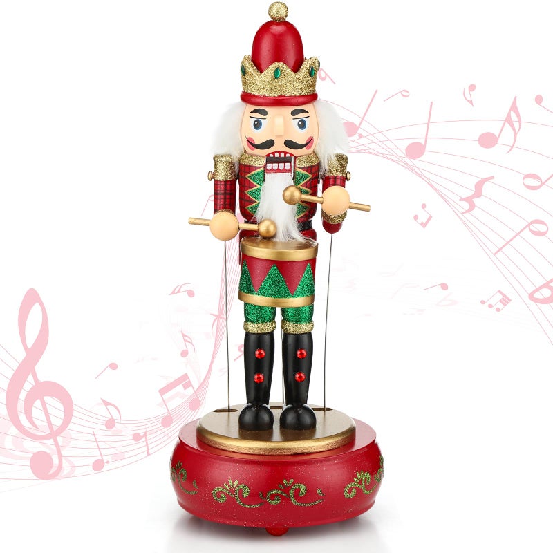 Jetec Nutcracker Music Box Wooden Nutcracker Soldier Toy Handmade Nutcracker Figures Christmas Nutcrackers Soldiers Wind up Musical Box Clockwork Christmas Music Box for Gift Home Decor Lovely Style - Image 2