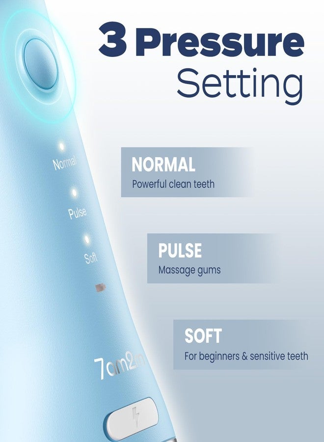 7AM2M Portable Cordless Water Flosser, Oral Irrigator with 3 Modes & 2 Tips, Fast Rechargeable, IPX7 Waterproof, Dental Water Flosser for Travel and Home Use (Light Blue - Image 2