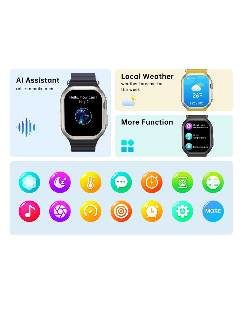 AROAQ - W800 Ultra High Tech Smartwatch 880mAh Battery 2.05 Inch Screen Display AI Assistance Sports and Health Modes Wireless Charging Bluetooth Smart Watch - Image 1