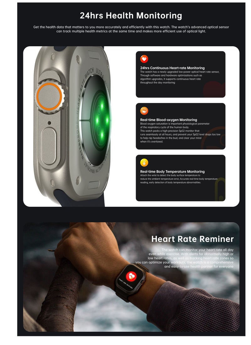 AROAQ - W800 Ultra High Tech Smartwatch 880mAh Battery 2.05 Inch Screen Display AI Assistance Sports and Health Modes Wireless Charging Bluetooth Smart Watch - Image 1