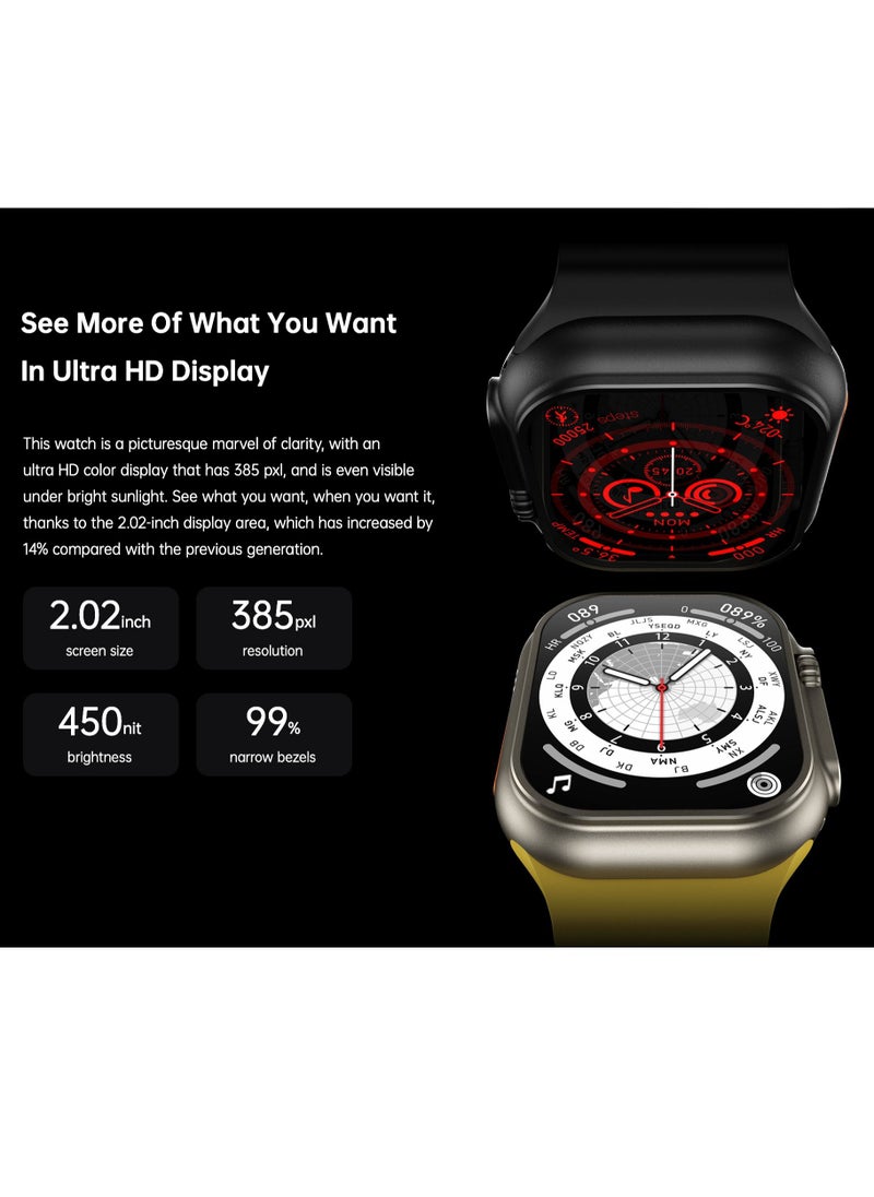 AROAQ - W800 Ultra High Tech Smartwatch 880mAh Battery 2.05 Inch Screen Display AI Assistance Sports and Health Modes Wireless Charging Bluetooth Smart Watch - Image 1