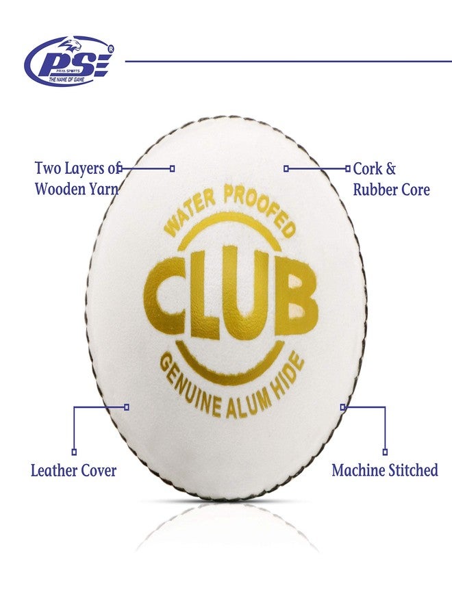 PSE Leather Cricket Ball, Size Standard, (White, Pack of 1) - Image 5
