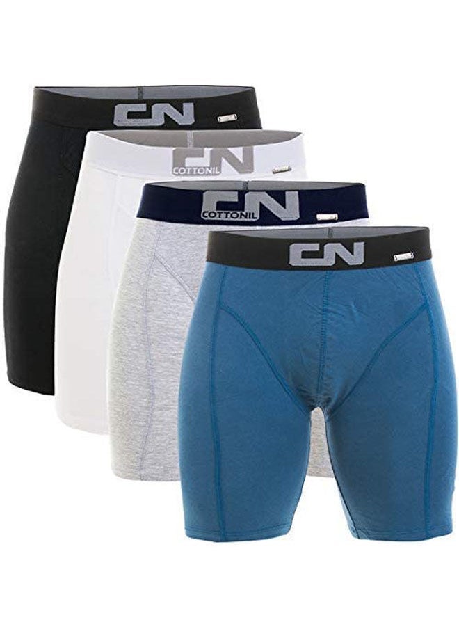 COTTONIL Plain Basic Mid-Rise Boxer Briefs Pack Of 4 