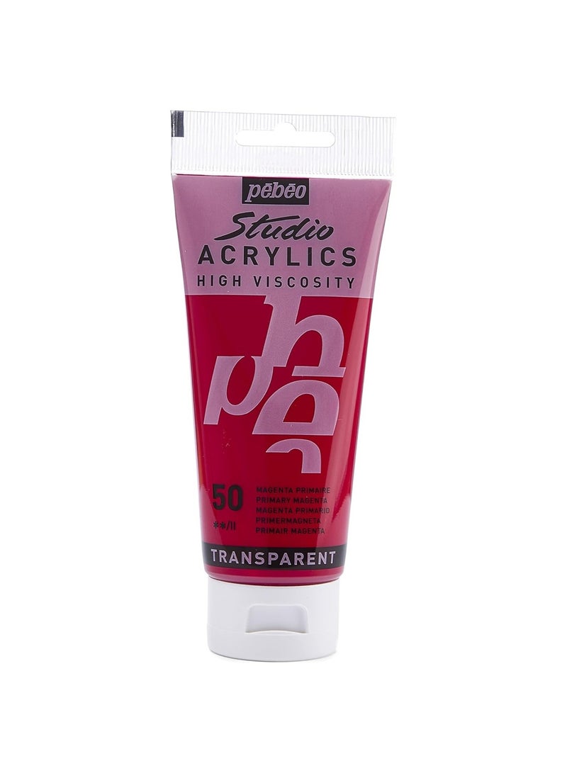 Pebeo Studio Acrylics Acrylic Paint Tube 100ml Content Primary Magenta - Image 1