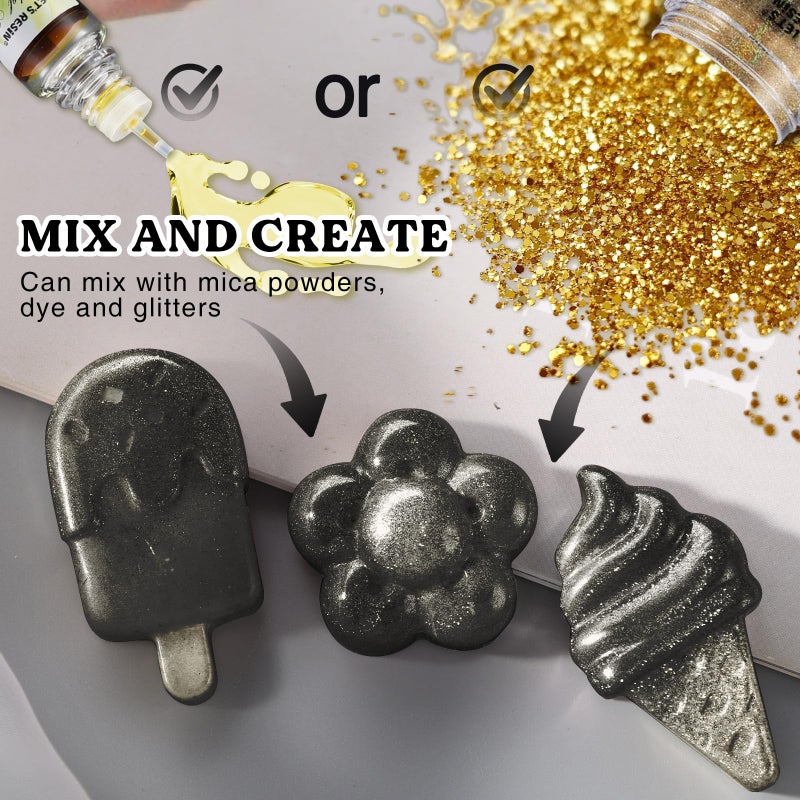 LET'S RESIN Colored UV Resin, 300g Large Capacity White& Black UV Resin, Dark Odorless & Low Shrinkage UV Color Resin for Crafts, Jewelry Making, Colored Resin Casting and Coating - Image 5